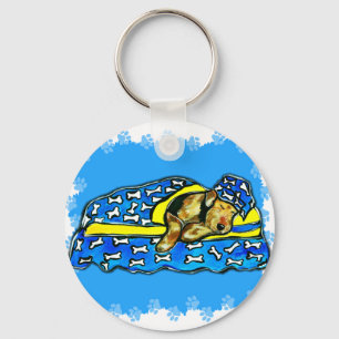 Sleeping Airedale Key Ring