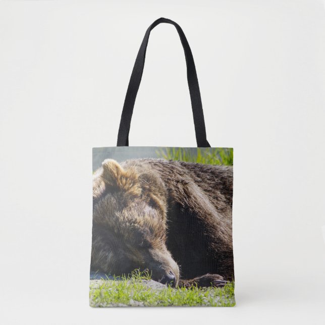 Sleeping Alaska Grizzly Bear Tote Bag (Front)