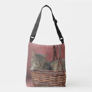Sleeping And Yawning Tiger Cat Crossbody Bag