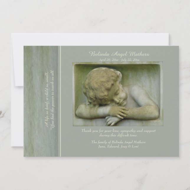 Sleeping Angel Bereavement Thank You Card (Front)
