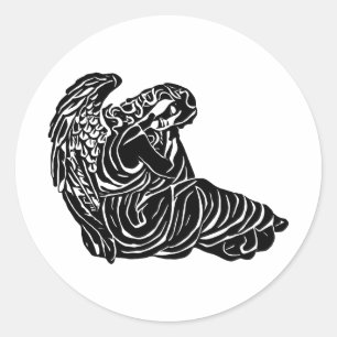 sleeping angel girl Abstract silhouette art Classic Round Sticker