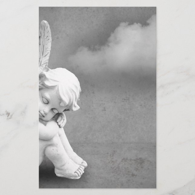Sleeping angel on grey background, angelic art stationery (Front)