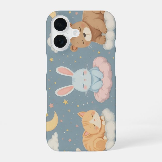 Sleeping Animals on Clouds iPhone/iPad Case (Back)
