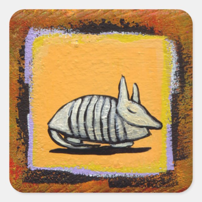 Sleeping armadillo stickers fun cute original art (Front)