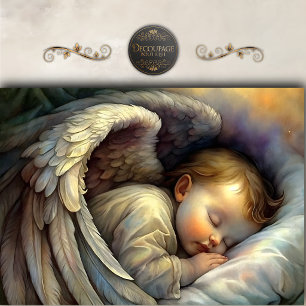 Sleeping Baby Angel Soft Glow Wings Decoupage Tissue Paper