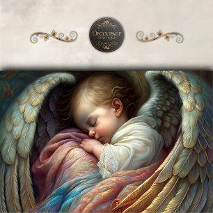 Sleeping Baby Angel Wings Decoupage Tissue Paper