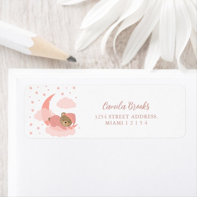 Sleeping Baby Bear On Pink Moon & Cloud  (Insitu)