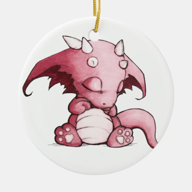 sleeping baby dragon ceramic tree decoration (Front)