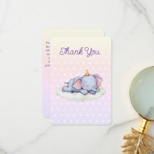 Sleeping Baby Elephant Baby Shower Thank You Card