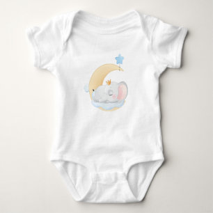 Sleeping Baby Elephant with Crown - Cute Moon and Bodysuit