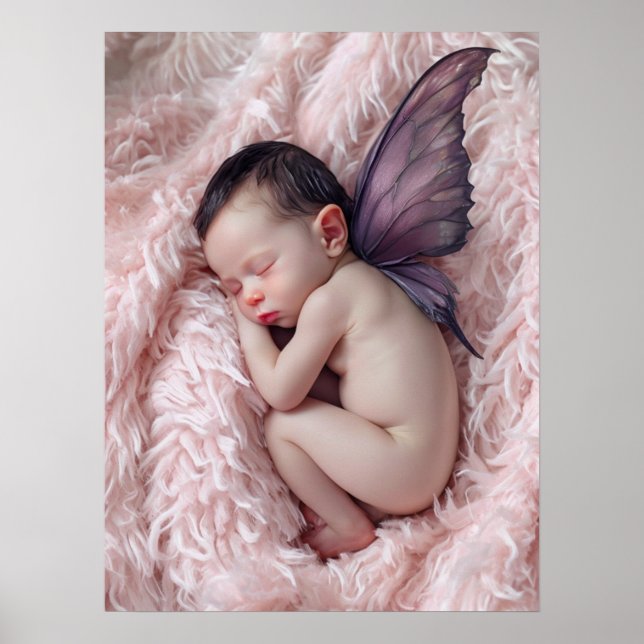 Sleeping Baby Fairy Nursery Art Poster (Front)