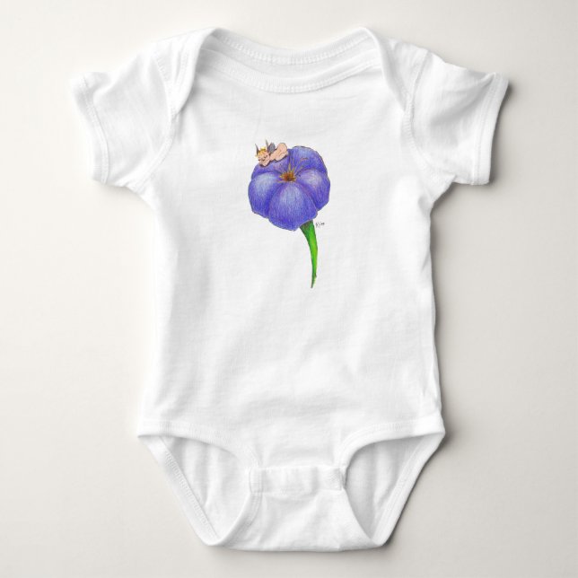 Sleeping Baby Fairy On Morning Glory Bodysuit (Front)