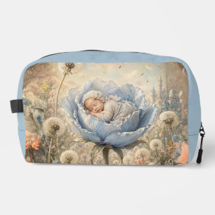 Sleeping baby in blue flower Baby  Dopp Kit
