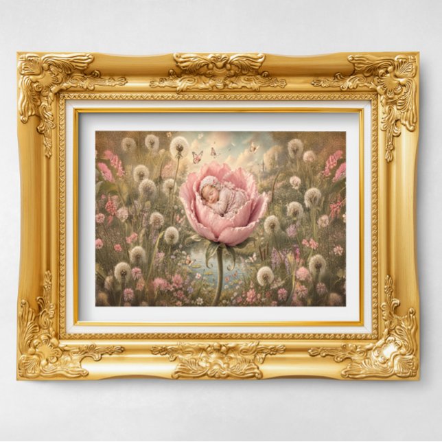 Sleeping baby in pink flower  poster (Creator Uploaded)