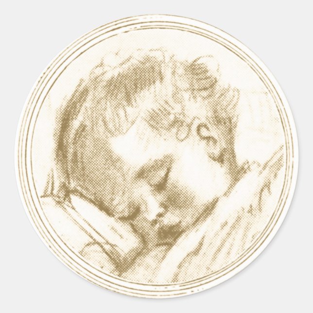 Sleeping Baby in Sepia - Sticker (Front)