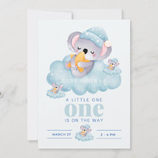 Sleeping Baby Koala Boy Shower Invitation