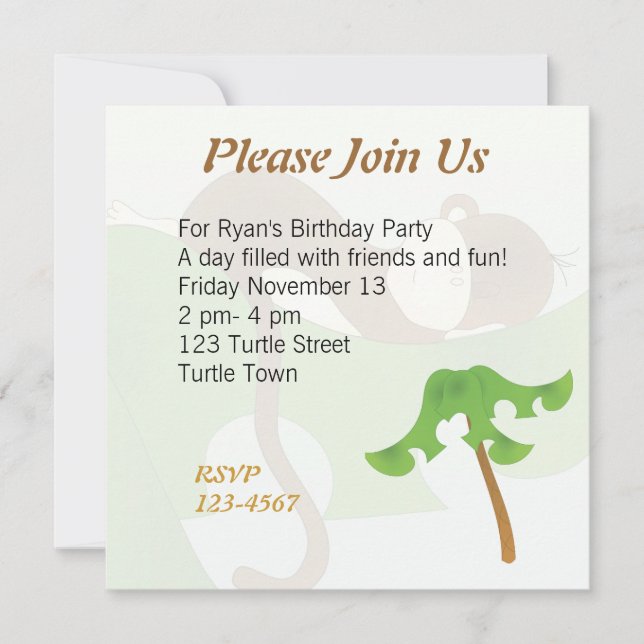 Sleeping Baby Monkey Invitation (Front)