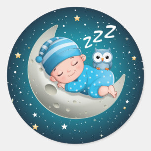 Sleeping baby on the moon with your mouth classic round sticker
