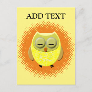 Sleeping Baby Owl Cartoon Postcard