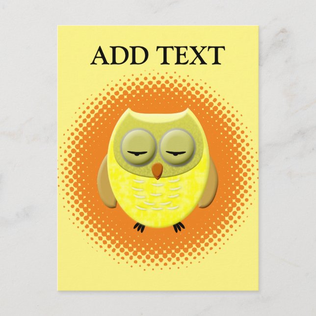Sleeping Baby Owl Cartoon Postcard (Front)
