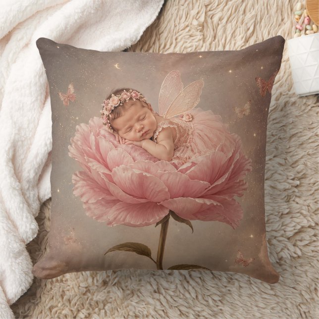 Sleeping baby pink flower cushion (Blanket)