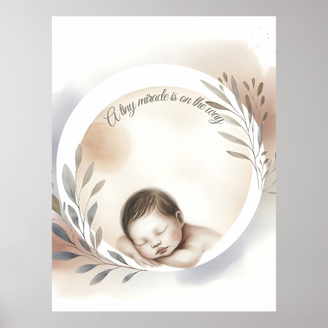 Sleeping Baby Watercolor Illustration Poster (Front)