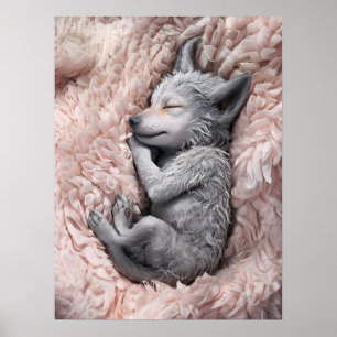 Sleeping Baby Werewolf Nursery Art Poster