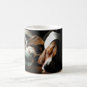 sleeping basset hounds mug