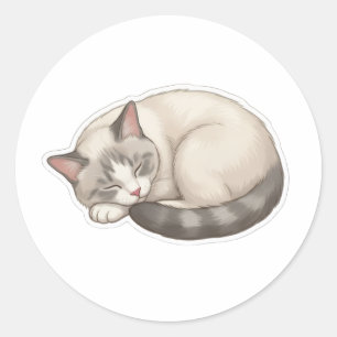Sleeping BB Cat Cute Cosy Kitten Classic Round Sticker