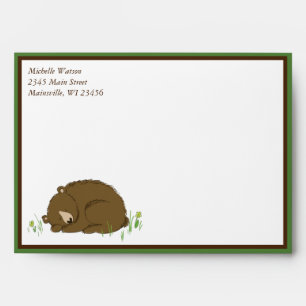 Sleeping Bear Baby Shower Woodland Envelope