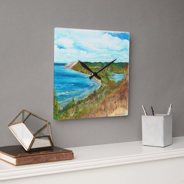 Sleeping Bear Dunes Lakeshore Michigan Beach Square Wall Clock (Office)