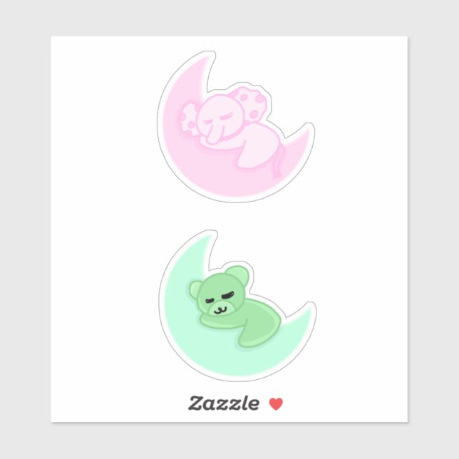 Sleeping Bear & Elephant Sticker Pack For Kids (Sheet)