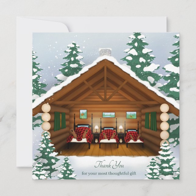 Sleeping Bear Family Cosy Winter Notecard (Front)