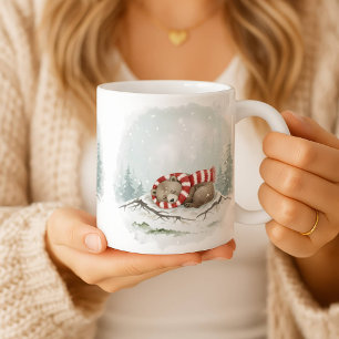 Sleeping Bear Mug Cozy Watercolor Christmas Gift W