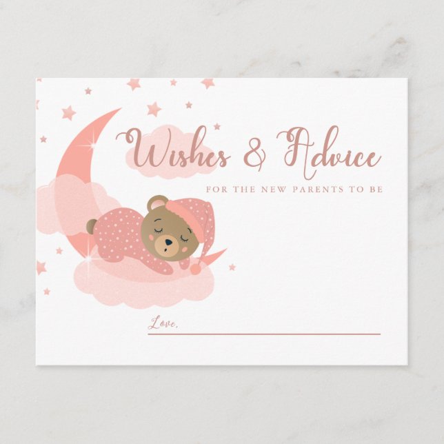 Sleeping Bear Over The Moon Wishes & Advice Card (Front)