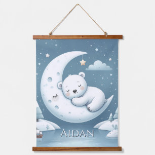 Sleeping Bear Personalised Baby Name Hanging Tapestry