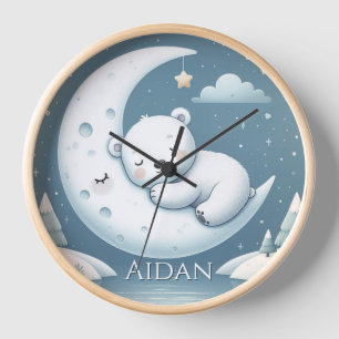 Sleeping Bear Personalized Baby Name  Clock