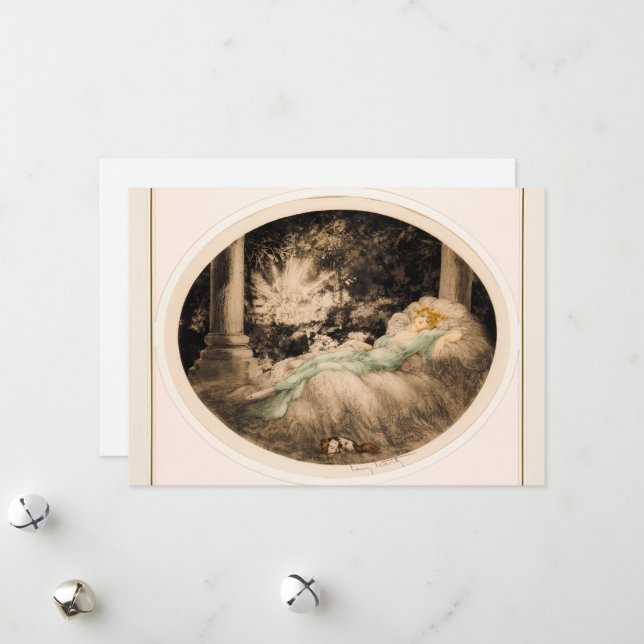 Sleeping Beauty by Louis Icart Holiday Card (Front/Back In Situ)