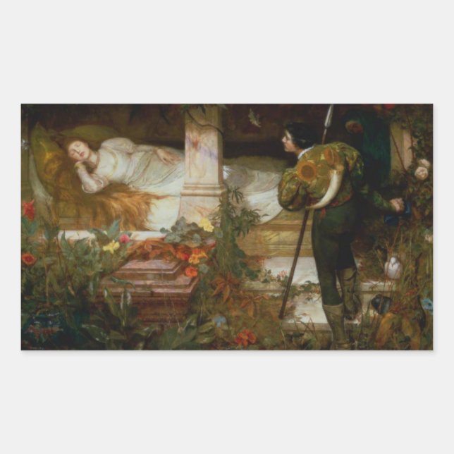 Sleeping Beauty (Elegant Scene of Love & Romance) Rectangular Sticker (Front)