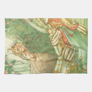 Sleeping Beauty Princess, Vintage Fairy Tale Tea Towel