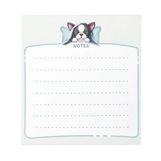 Sleeping Boston Terrier Notepad (Front)