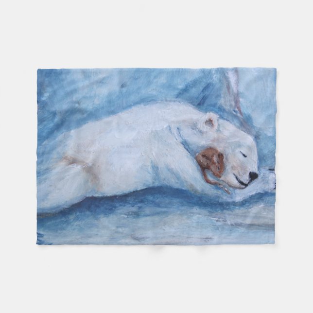 Sleeping Buddies Bear and mouse Fleece Blanket (Front (Horizontal))