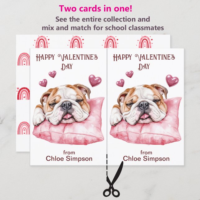 Sleeping Bulldog Kid's Valentine Classroom Card (Creator Uploaded)