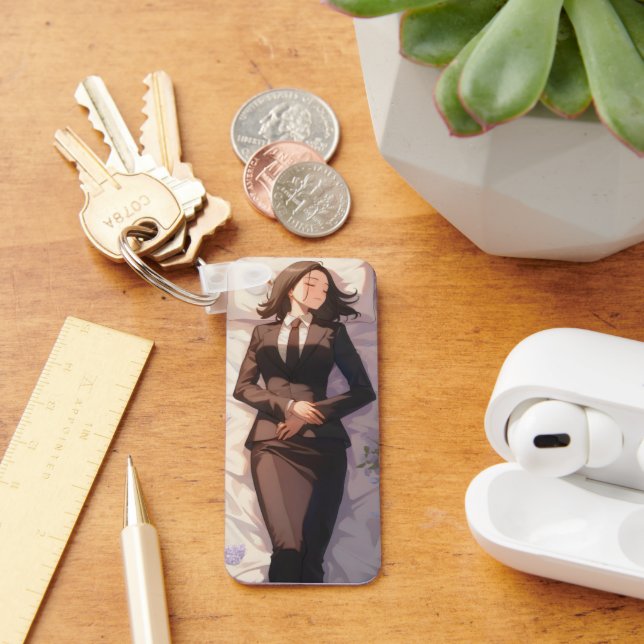 Sleeping Businesswoman Anime Key Ring (Desk)