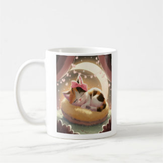 Sleeping calico cat, cuye cat nap coffee mug