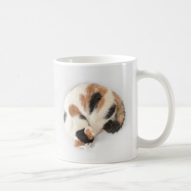 Sleeping Calico Cat Mug (Right)