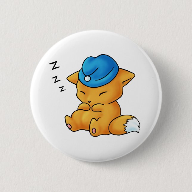 Sleeping Cap Fox 6 Cm Round Badge (Front)