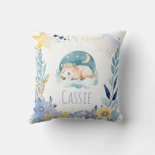 Sleeping Capybara Boho Name Nursery Pillow