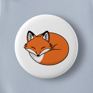Sleeping Cartoon Fox 6 Cm Round Badge