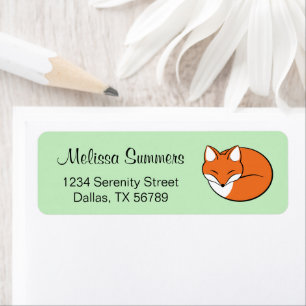 Sleeping Cartoon Fox on Green